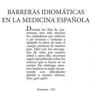Barreras idiomáticas en la medicina española Fragmento