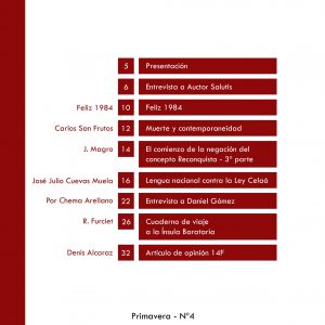 Índice Fanzine Nº4 - Marzo 2021
